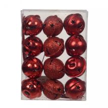 Set van 12 hangende klokjes (D8 cm) Christmas Stars Rood