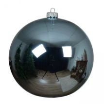 Lot de 6 boules de Noël en verre (D80 mm) Arctique brillante Bleu glacé