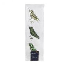 Set van 3 glazen vogels (8 cm) Kerstvogel Groen