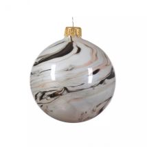 6er Set Weihnachtskugel aus Glas (D80 mm) Pekannuss Marmorierung