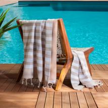 Fouta coton recyclé doublé éponge (100 x 200 cm) Coralia Beige