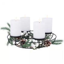 Middenstuk met 4 kaarsen (D33 cm) Natuur decoratiekrans