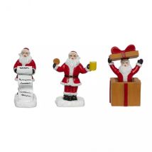 Lot de 3 figurines pour village (H7 cm) Père Noël en folie