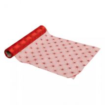 Chemin de table en organza (500 x 28 cm) Étoiles de Noël Rouge