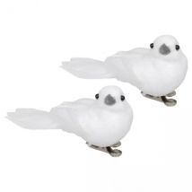 Vogel op clip (L10 cm) Kerst Calypso Wit