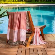 Fouta coton recyclé (100 x 200 cm) Océane Corail
