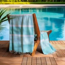 Fouta coton recyclé (200 x 200 cm) Summer Bleu turquoise