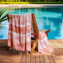 Fouta coton recyclé (200 x 200 cm) Summer Corail
