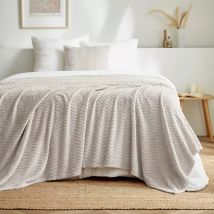Plaid morbido in flanella (180 x 230 cm) Zag Ecru