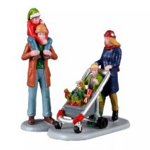 Lemax Figuren Familie beim Einkaufen für die Feiertage
