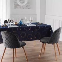 Rechteckige Tischdecke fleckenabweisend (150 x 240 cm) Star Marineblau und Gold
