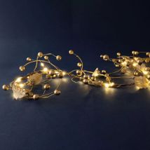 Lichtslinger op batterijen 45 LED (180 cm) Gouden en warm witte bessen