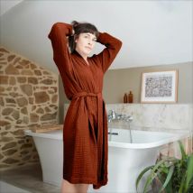 Peignoir de bain gaze de coton L/XL Gaïa Terracotta