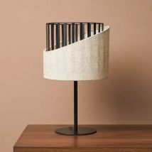 Tischleuchte aus Leinen (H33 cm) Alma Schwarz und Beige