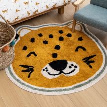 Tapis antidérapant enfant coton (90 cm) Léopard Orange