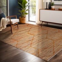 Tapis de salon rectangulaire jute et coton tissé main (160 x 230 cm) Jaya Marron