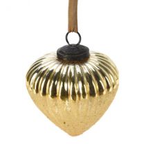 Set di 6 palline di Natale in vetro (D100 mm) Art Deco Champagne