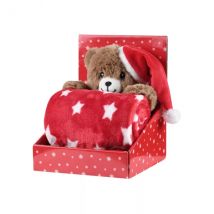 Kerstplaid (100 x 75 cm) en knuffel Lucien Rood