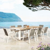 Rechteckiger Gartentisch Aluminium bis zu 10 Personen (240 x 100 cm) Long Beach - Weiß
