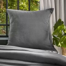 Federa cuscino letto quadrata lyocell Tencel lavato (80 x 80 cm) Olivia Grigio granito