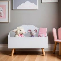 Spielzeugkiste aus Holz für Kinder (H45 cm) Cloudy Weiß