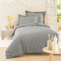 Housse de couette percale de coton (140 x 200 cm) Cali Gris clair