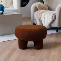 Pouf rond bouclette (D51 cm) Jade Cuivre