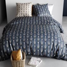 Housse de couette et deux taies coton (200 x 200 cm) Pam Bleue