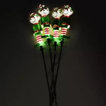 Set von 4 Solarspießen (H40 cm) Beleuchteter schelmischer Kobold Warmweiß