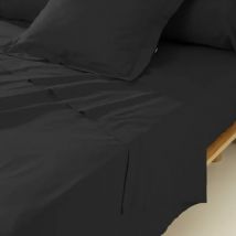 Drap plat percale de coton (270 x 300 cm) Cali Noir