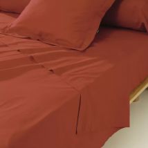 Drap plat percale de coton (180 x 290 cm) Cali Terracotta