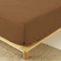 Drap housse percale de coton (140 x 200 cm) Cali Cappuccino