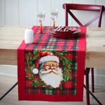 Chemin de table en coton (150 x 45 cm) Père Noël Harold Bordeaux
