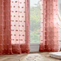 Vitrage met ringen en pompons (140 x 240 cm) Suzie Terracotta