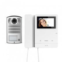 Set Video-Türsprechanlage 2 Häuser 2 Leitungen mit Panel LINEA 2000 und 2 Monitoren Serie 8 TEGUI 378122 - Aluminium