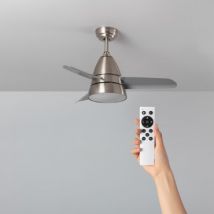 LED-Deckenventilator Industrial Silber 91cm DC-Motor - Wählbar (Warmes-Neutrales-Kaltes)