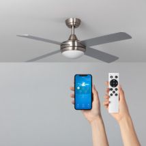LED-Deckenventilator Leirus Nickel 132cm DC-Motor WiFi Nickel