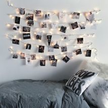Guirlande LED Fil de Fer avec Pince à Linge Dorée 3.5m Doré