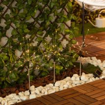 Set de 3 Piquets LED Extérieur Solaire Pissenlits Blanc Chaud 2700K - 3000K