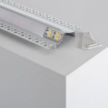 Profilé Aluminium Encastrable dans Plâtre / Placo avec Capot Continue pour Ruban LED jusqu'à 20mm Plusieurs options