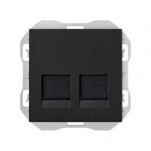 Plaque Prise RJ45 avec Double Connecteur SIMON 270 20000188 Noir Mate