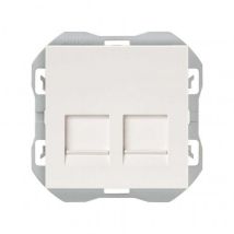Plaque Prise RJ45 avec Double Connecteur SIMON 270 20000188 Blanc