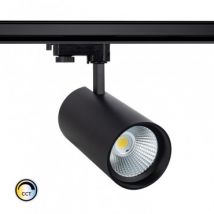 Spot LED New d'Angelo 40W Noir CCT CRI90 LIFUD pour Rail Triphasé (3 Allumages) Sélectionnable (Chaud-Neutre-Froid)