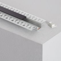 Profilé Aluminium Encastré dans Plâtre / Placo 2m pour Ruban LED Capot Noir