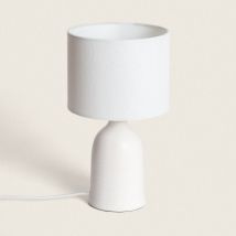 Lampe à Poser Céramique et Tissu Barva Blanc