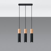 Pablo 3 Wooden Pendant Lamp SOLLUX - Black