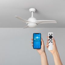 Aran White LED WiFi Ceiling Fan with DC Motor 107cm - White