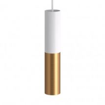 Lampada a Sospensione CREATIVE-CABLES Modello PSMV_ Doppio Paralume Tub-E14 Bianco
