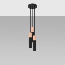Lampada a Sospensione in Legno Pablo 3P SOLLUX Nero