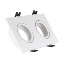 Square Tilting Downlight Frame for two GU10 / GU5.3 LED Bulbs Cut 75x150 mm - Black Matt